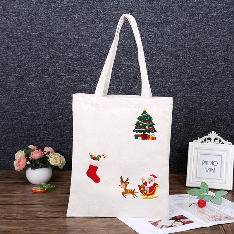 Adonisaon XMAS Patches Christmas Heat Transfer Iron on Appliques for Jackets T-Shirt Jeans Pillow Backpacks Clothes Decorations Sticker with Santa Claus Snowman Elk Animals Candies Trees Design 4PCS Party Favor - Image 3